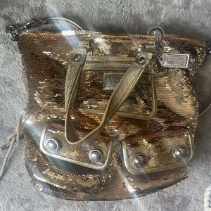coach poppy gold sequien 2000's purse